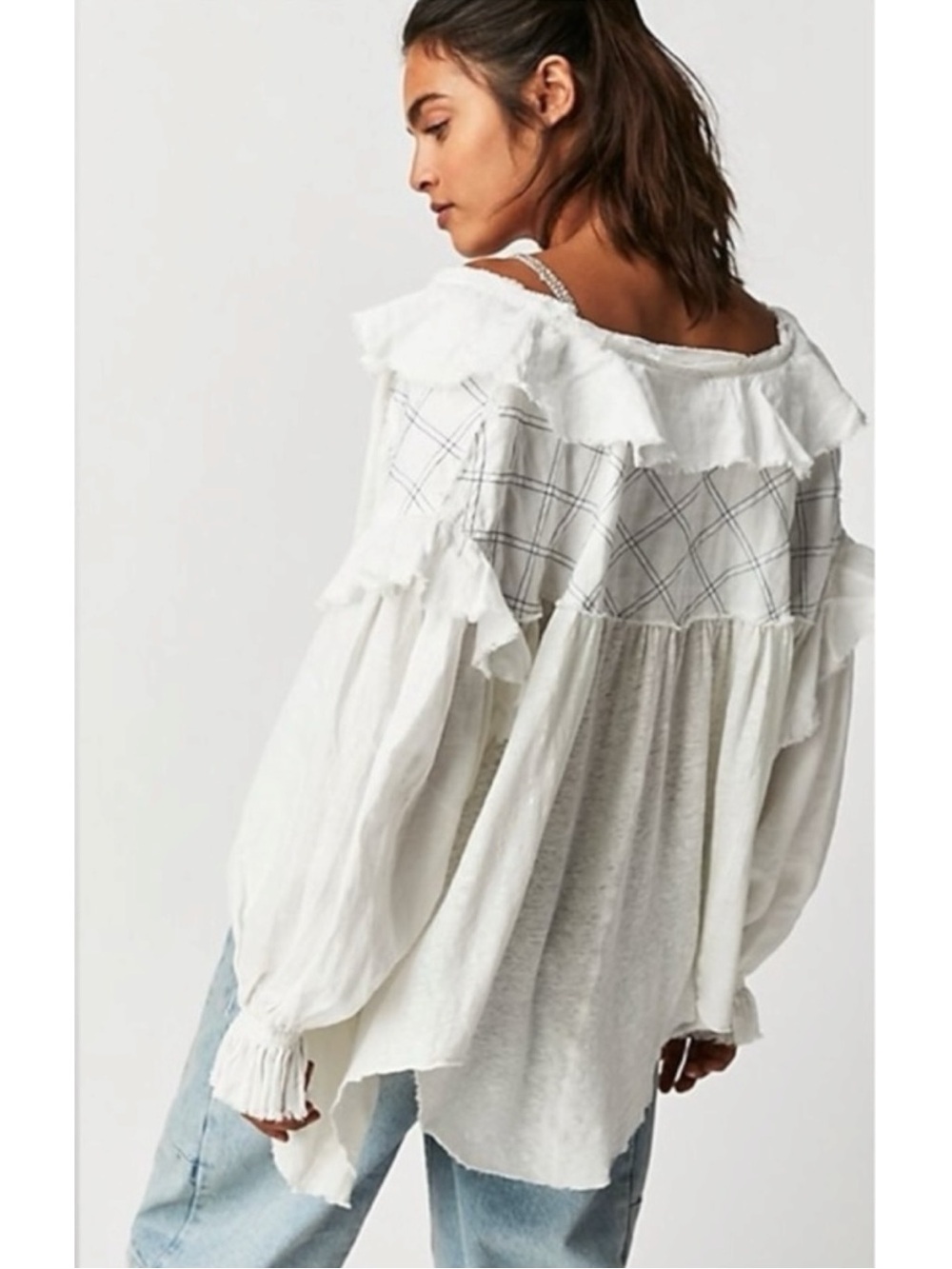 Free People Edwardian Romantic Ethereal Ally  Tunic in Optic White Medium NEW - Picture 3 of 15